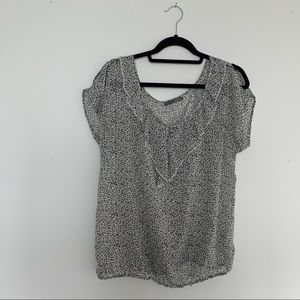 Leopard Print Sheer Top with Ruffle Detail